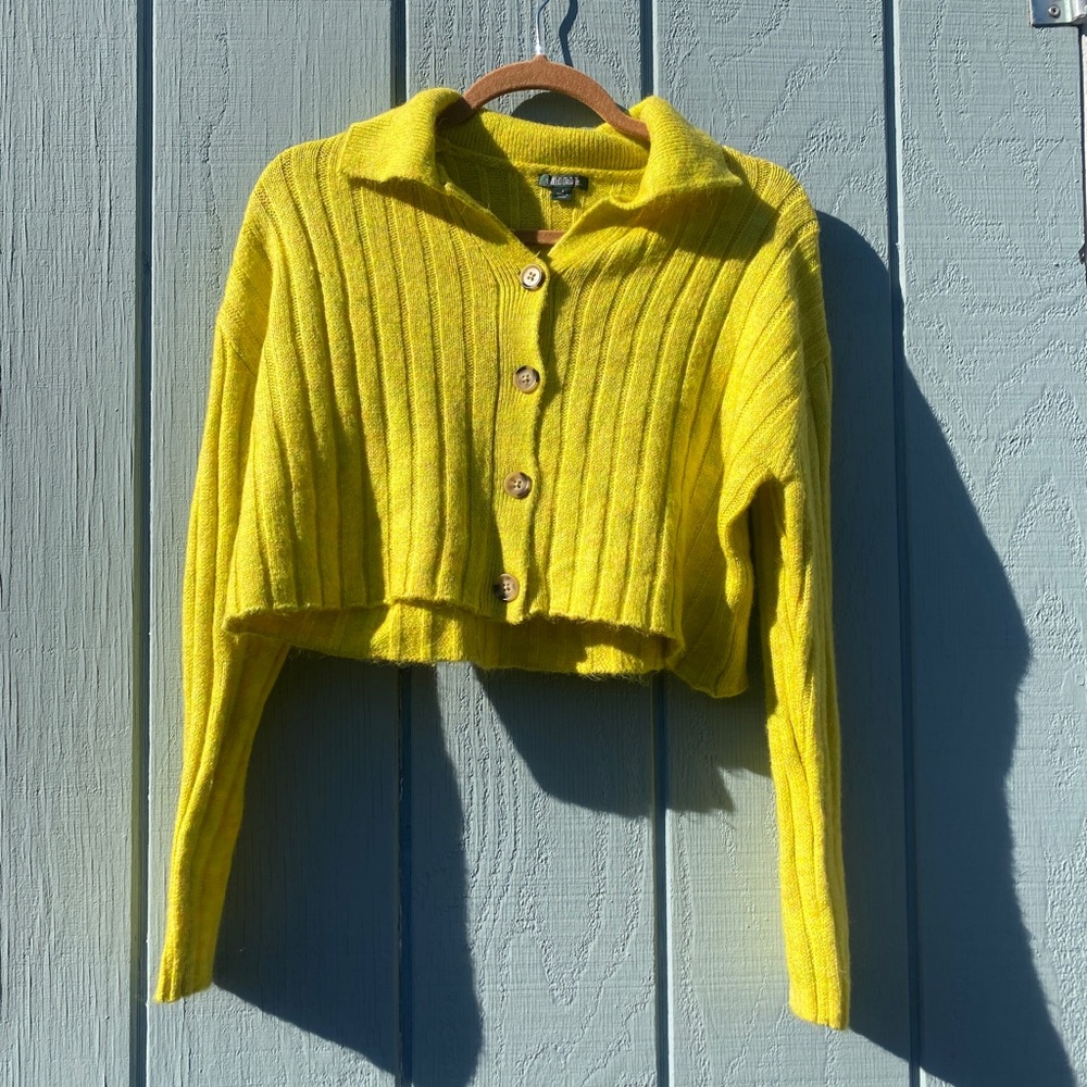 Yellow knit crop sweater